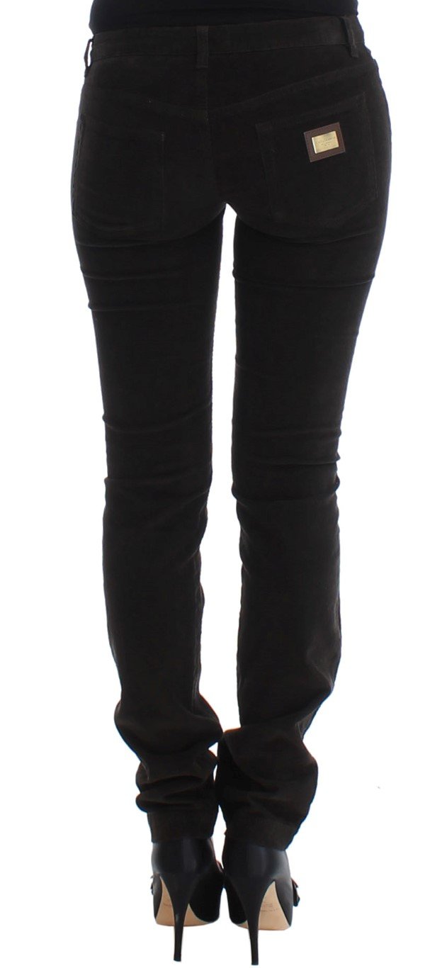 Brown CUTE Corduroy Slim Skinny Casual Pants