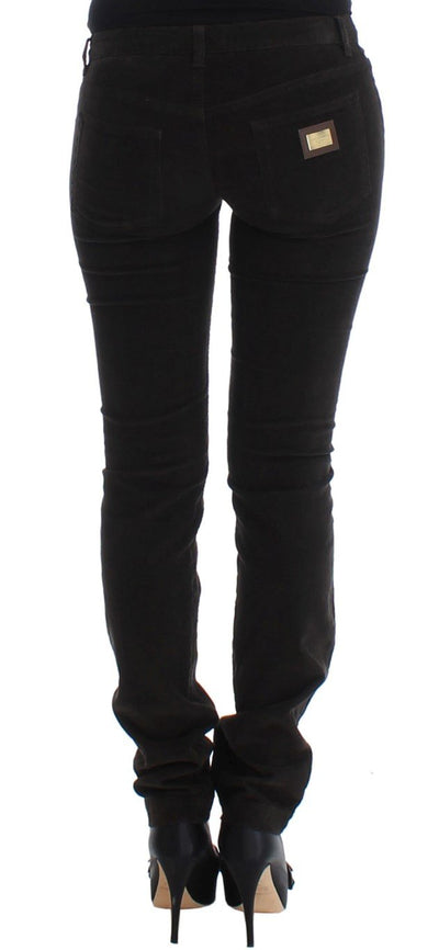 Brown CUTE Corduroy Slim Skinny Casual Pants