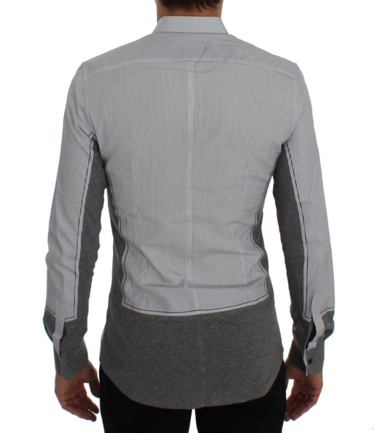 Gray Striped Cotton Slim Fit GOLD Shirt