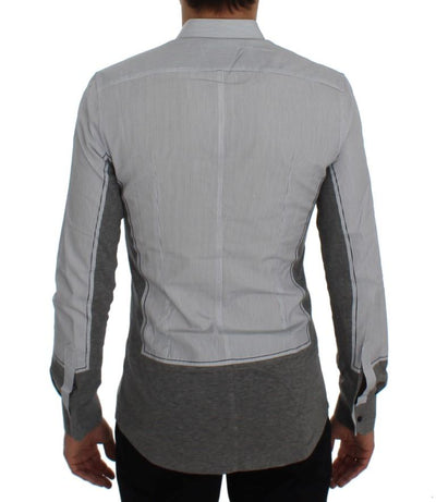 Gray Striped Cotton Slim Fit GOLD Shirt