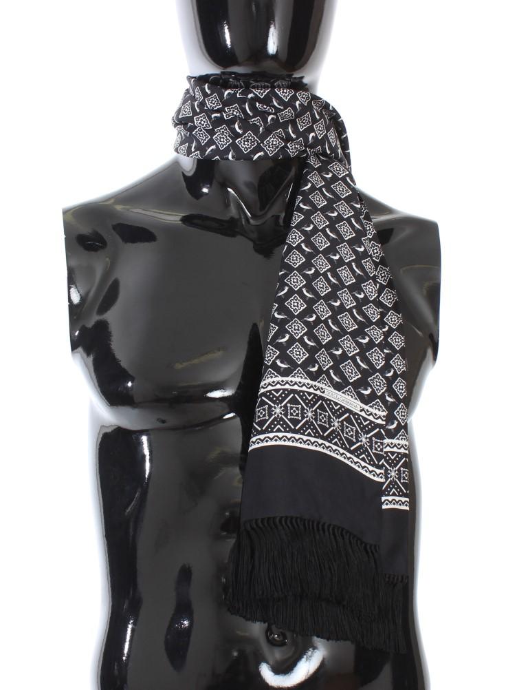 Black Silk Pattern Scarf