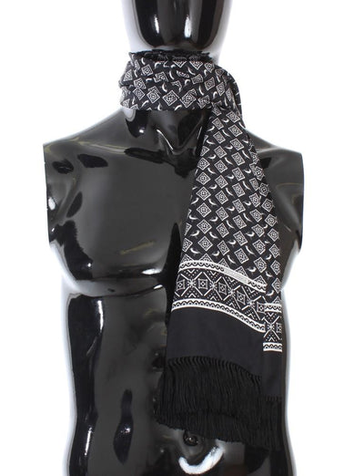 Black Silk Pattern Scarf