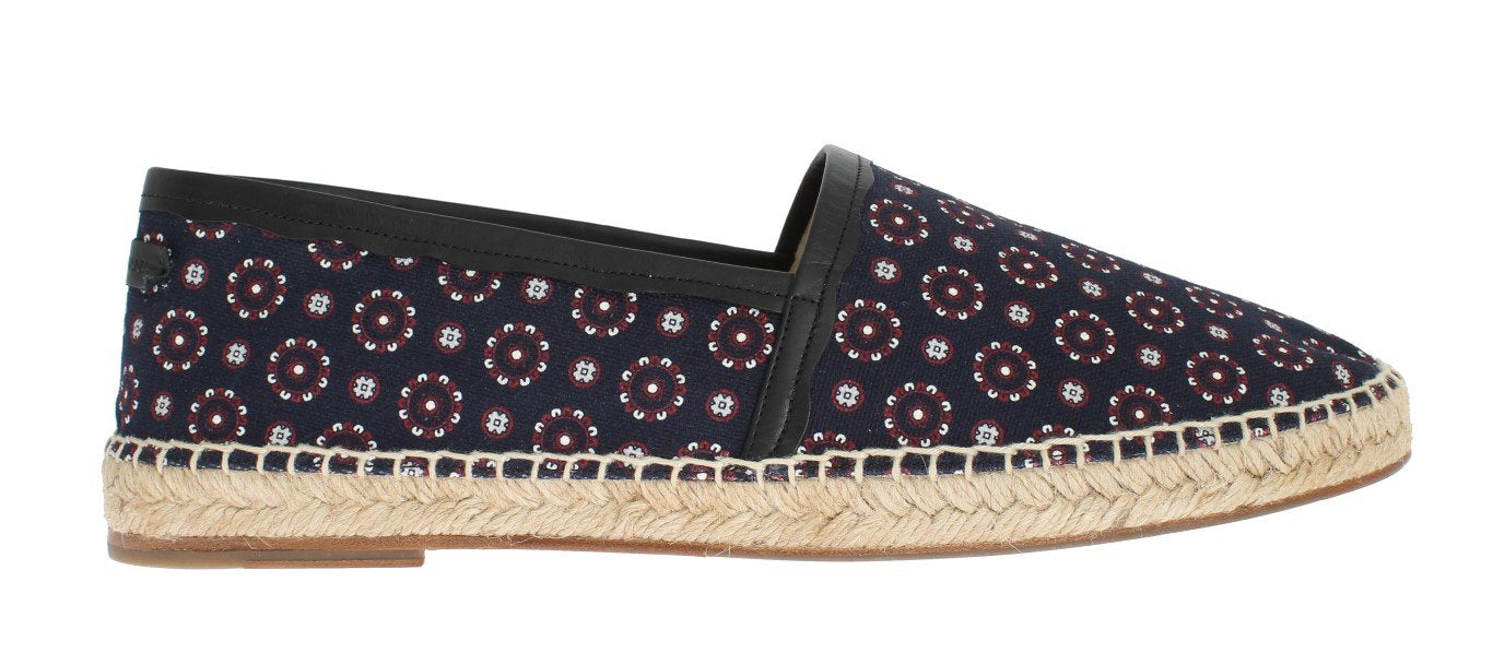 Blue Canvas Pattern Logo Espadrilles