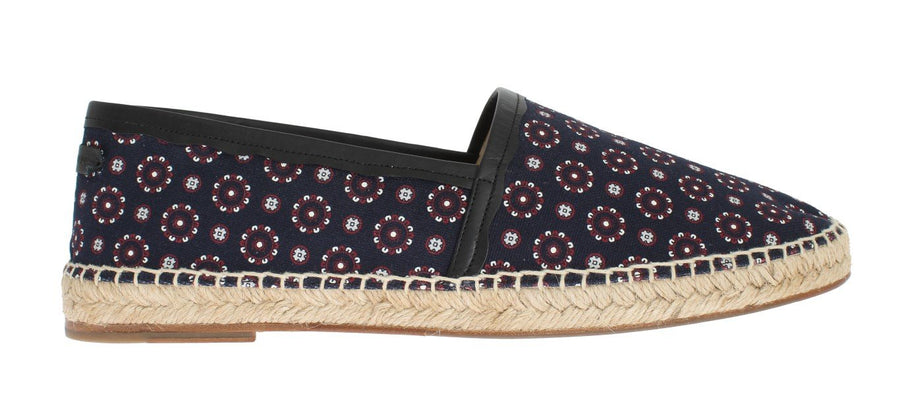Blue Canvas Pattern Logo Espadrilles