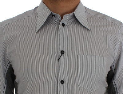 Gray Striped Cotton Slim Fit GOLD Shirt