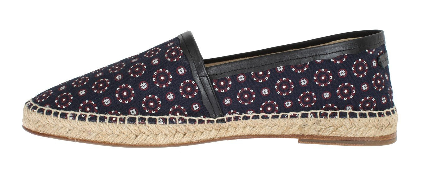 Blue Canvas Pattern Logo Espadrilles