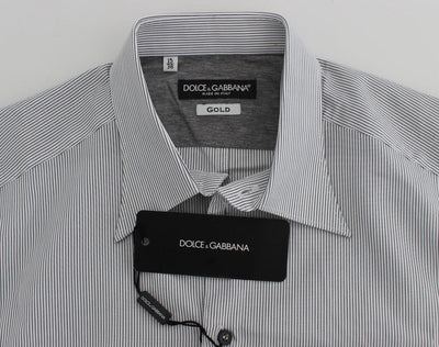 Gray Striped Cotton Slim Fit GOLD Shirt