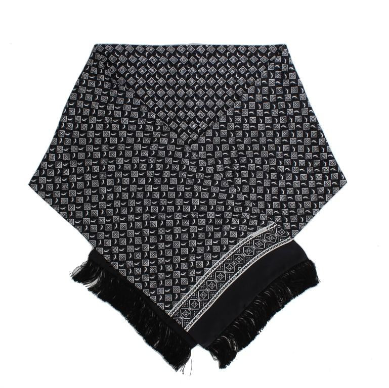 Black Silk Pattern Scarf