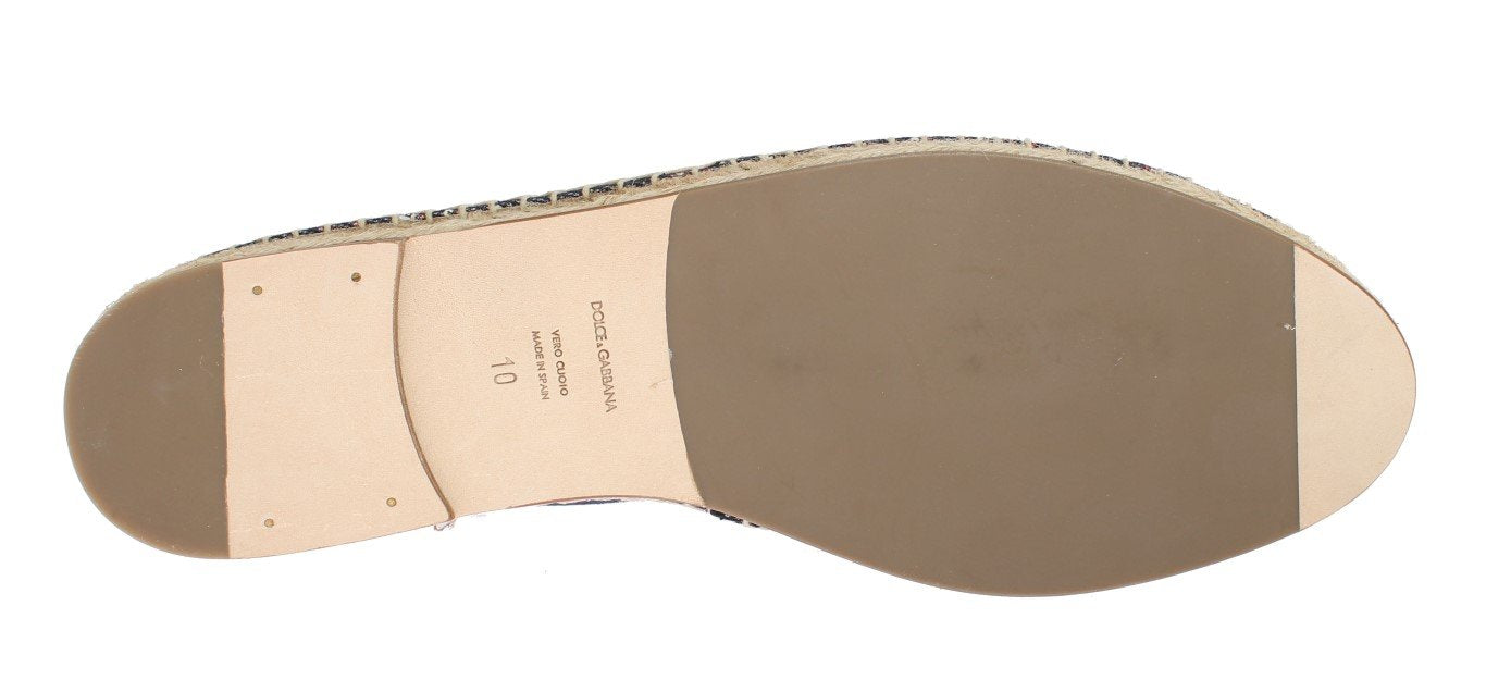 Blue Canvas Pattern Logo Espadrilles
