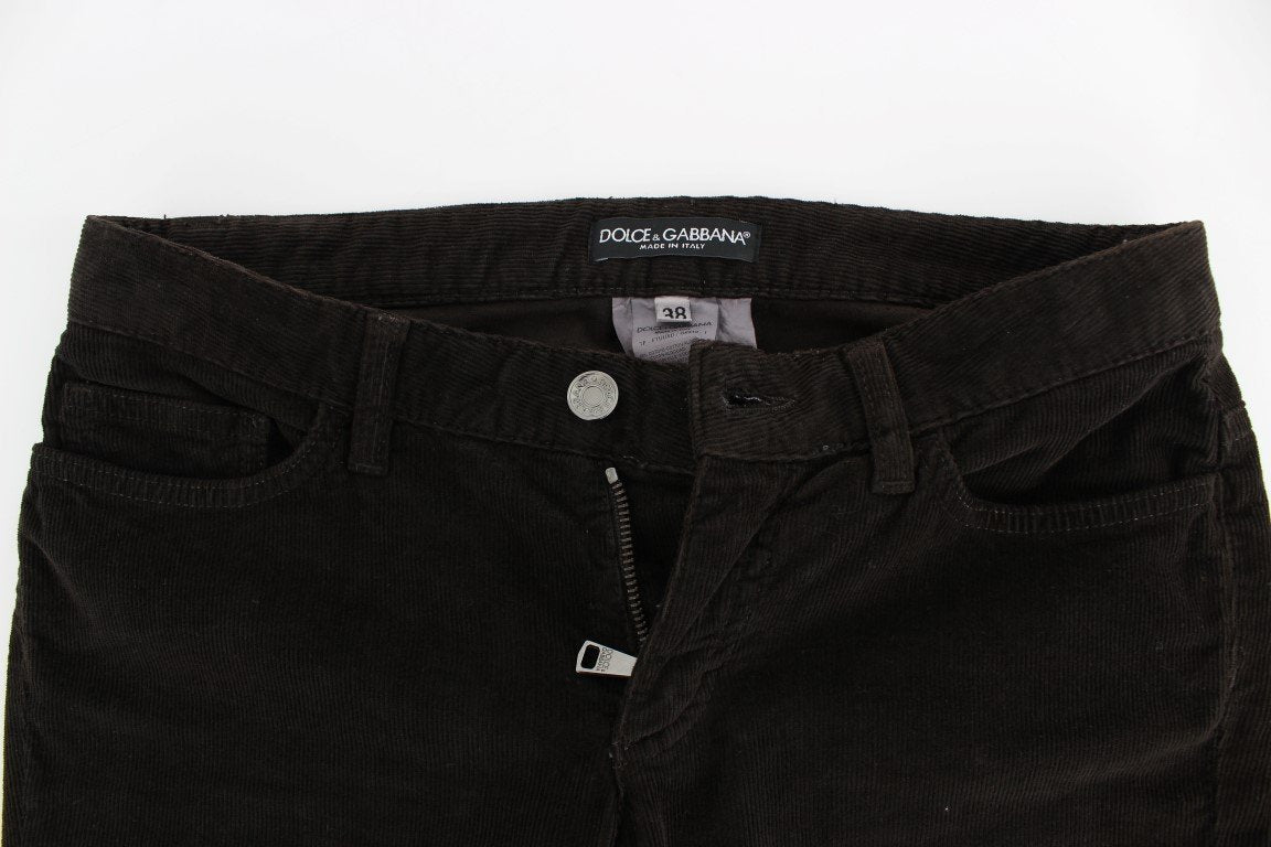 Brown CUTE Corduroy Slim Skinny Casual Pants