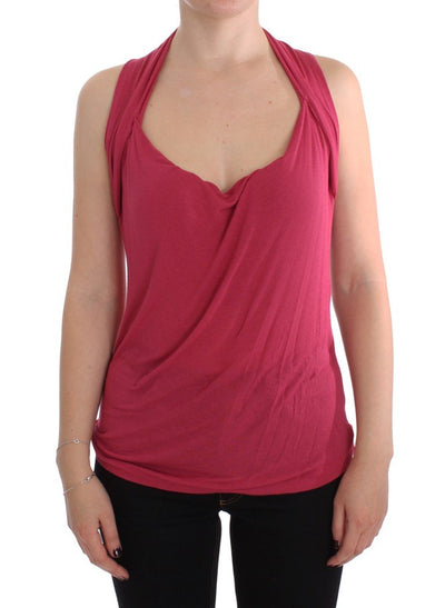 Pink Silk Sleeveless Blouse Top