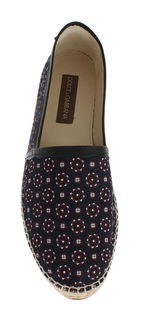 Blue Canvas Pattern Logo Espadrilles