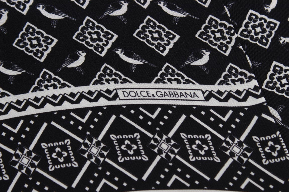 Black Silk Pattern Scarf