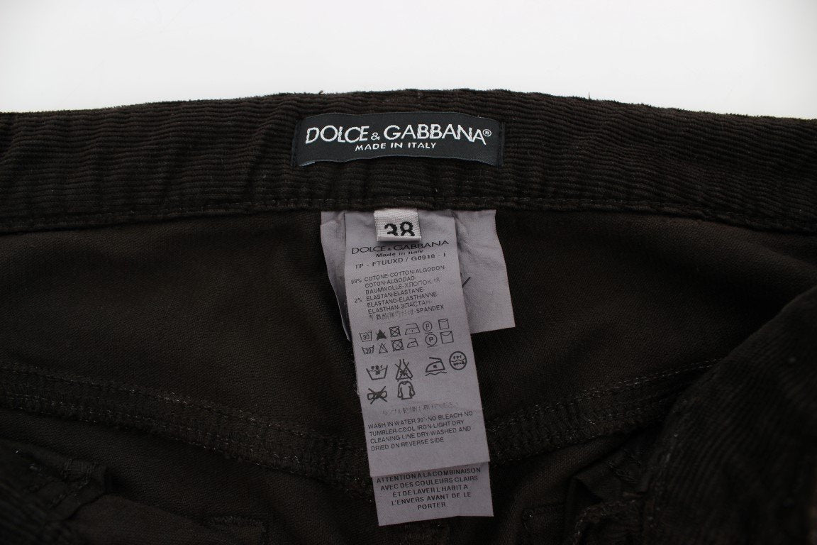 Brown CUTE Corduroy Slim Skinny Casual Pants