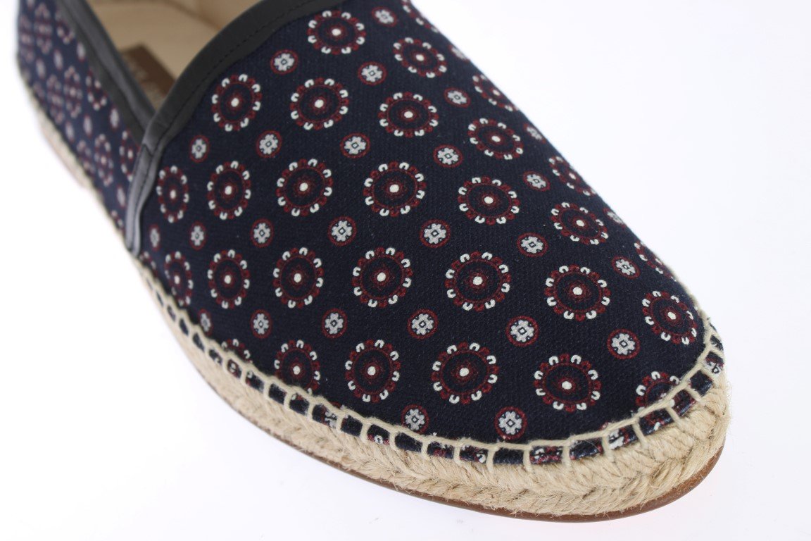 Blue Canvas Pattern Logo Espadrilles