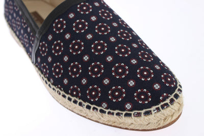 Blue Canvas Pattern Logo Espadrilles