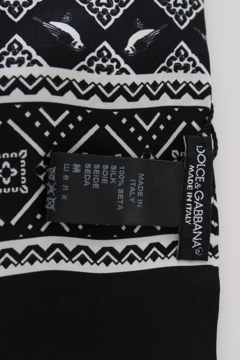 Black Silk Pattern Scarf