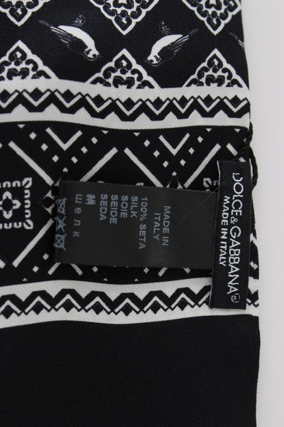 Black Silk Pattern Scarf