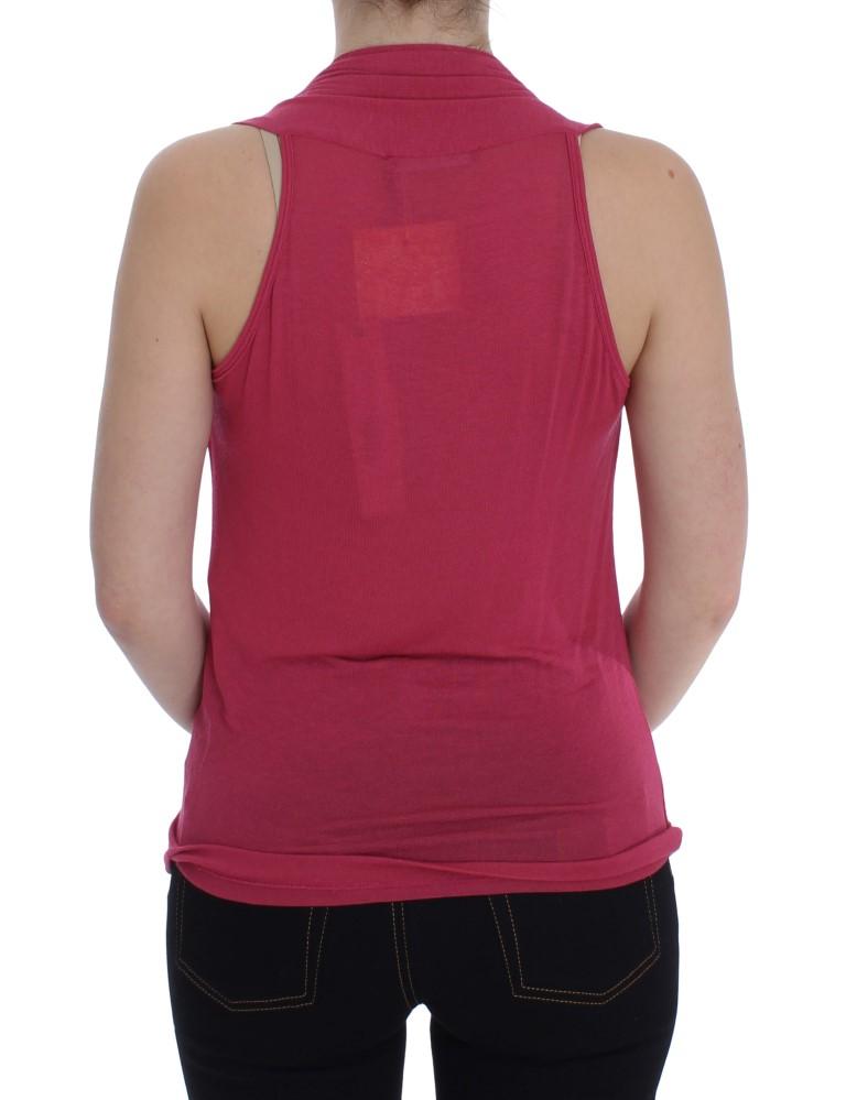 Pink Silk Sleeveless Blouse Top