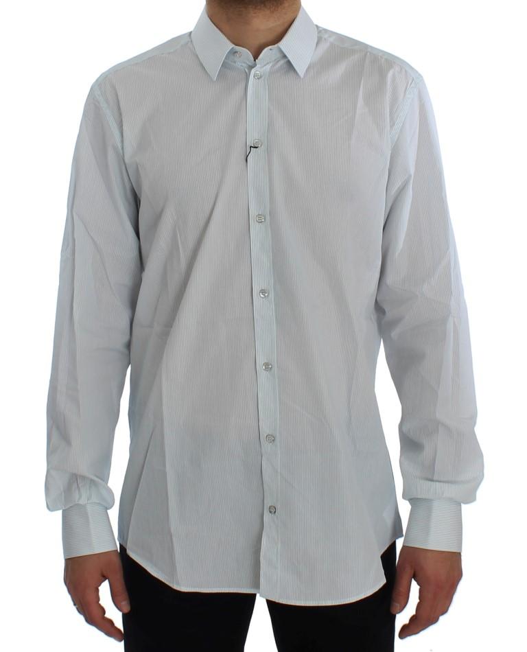 Blue Striped Cotton Slim GOLD Shirt