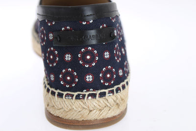 Blue Canvas Pattern Logo Espadrilles