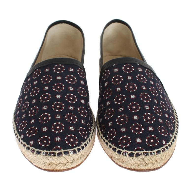 Blue Canvas Pattern Logo Espadrilles