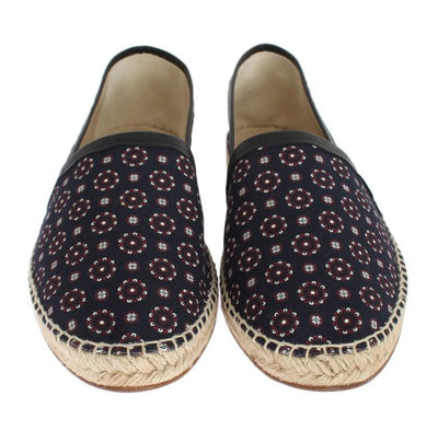 Blue Canvas Pattern Logo Espadrilles