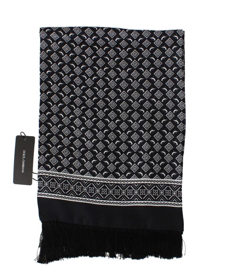 Black Silk Pattern Scarf