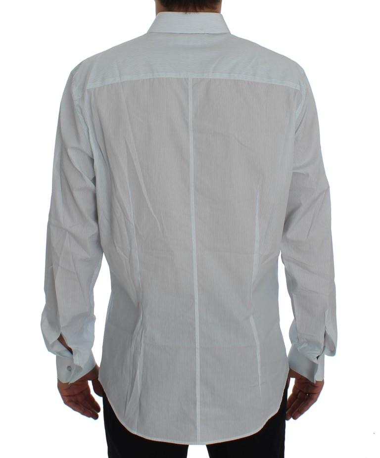 Blue Striped Cotton Slim GOLD Shirt
