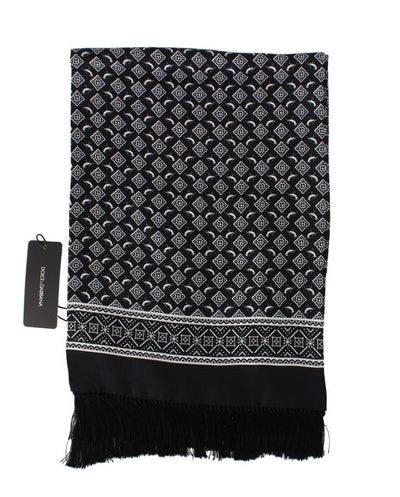 Black Silk Pattern Scarf