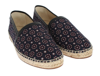 Blue Canvas Pattern Logo Espadrilles