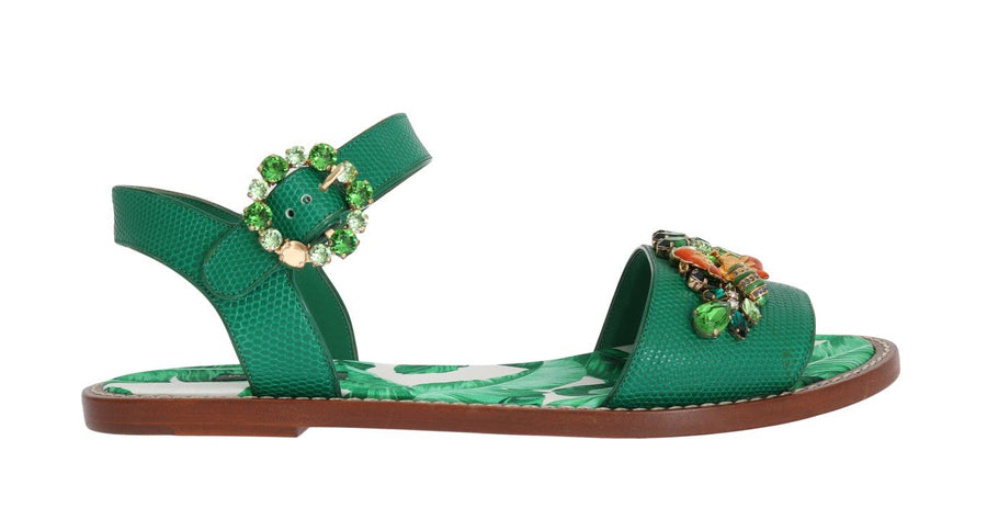 Banana Leafs Crystal Flats Sandals