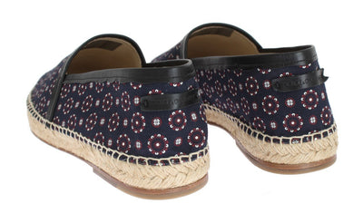 Blue Canvas Pattern Logo Espadrilles