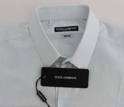 Blue Striped Cotton Slim GOLD Shirt