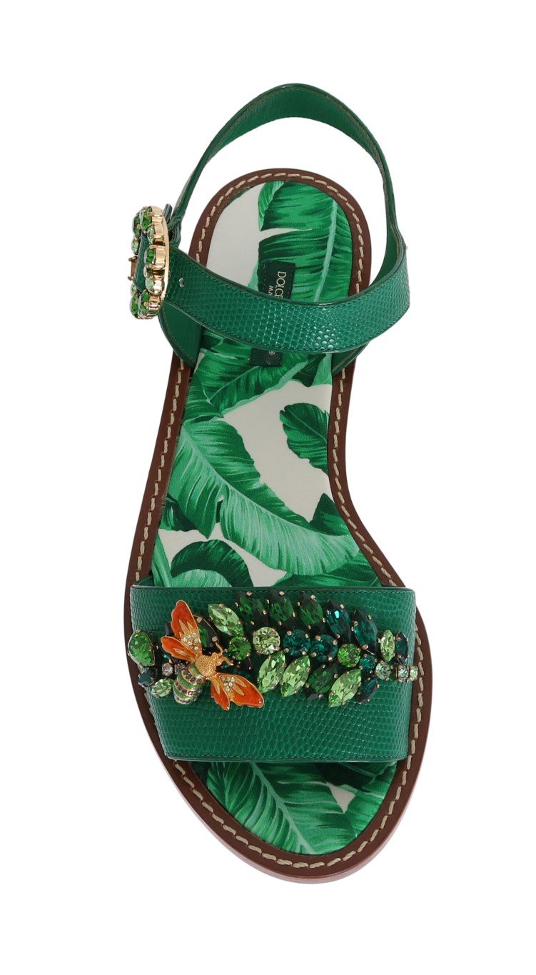 Banana Leafs Crystal Flats Sandals