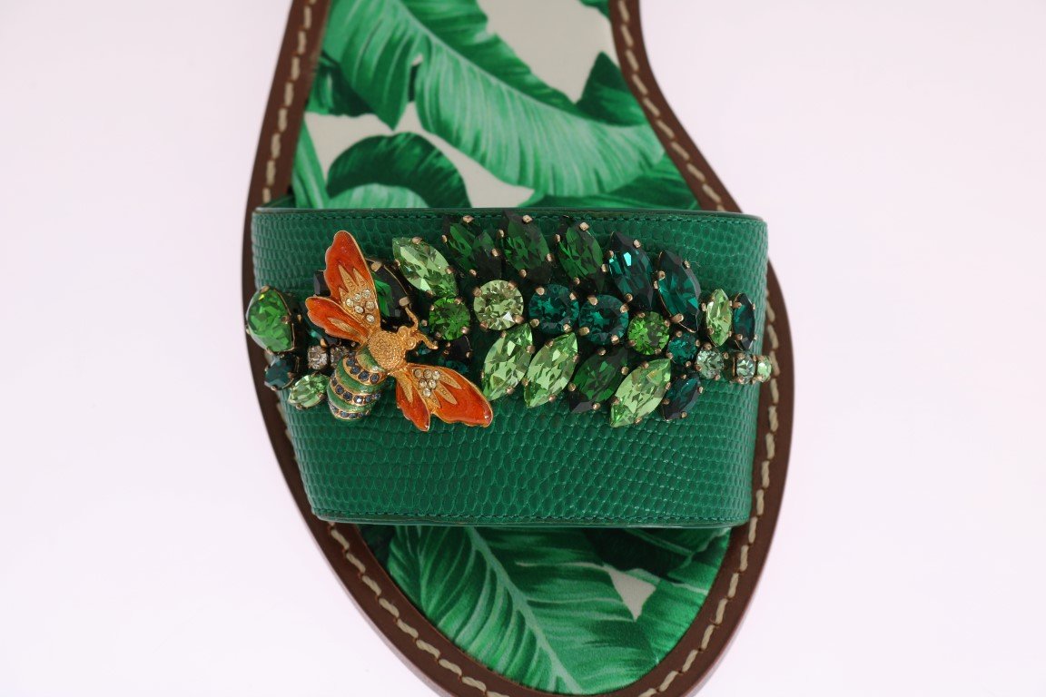 Banana Leafs Crystal Flats Sandals