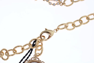 Gold Brass Watch Crystal SICILY Charms Necklace