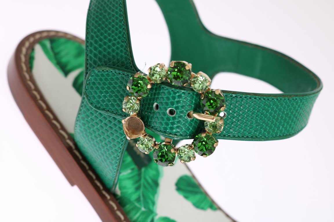 Banana Leafs Crystal Flats Sandals