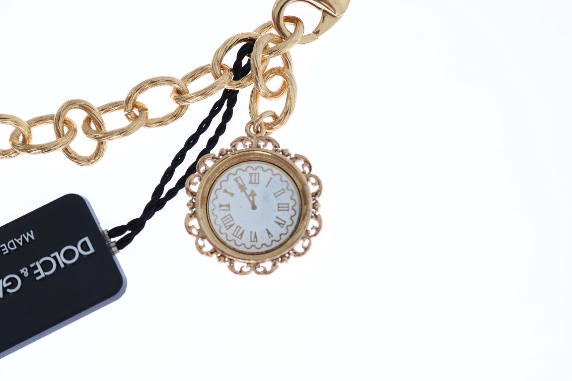 Gold Brass Watch Crystal SICILY Charms Necklace