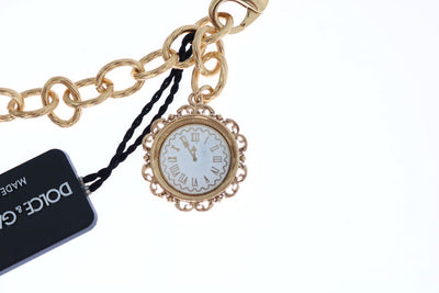 Gold Brass Watch Crystal SICILY Charms Necklace