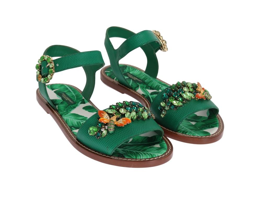 Banana Leafs Crystal Flats Sandals