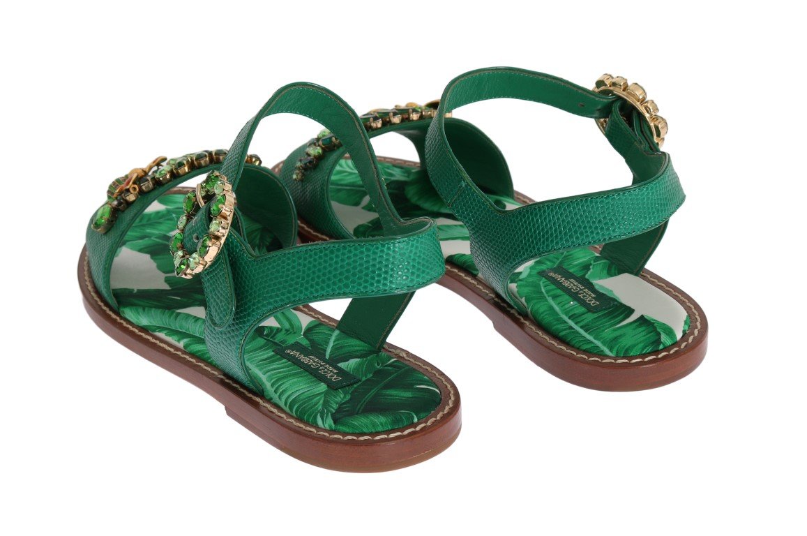 Banana Leafs Crystal Flats Sandals