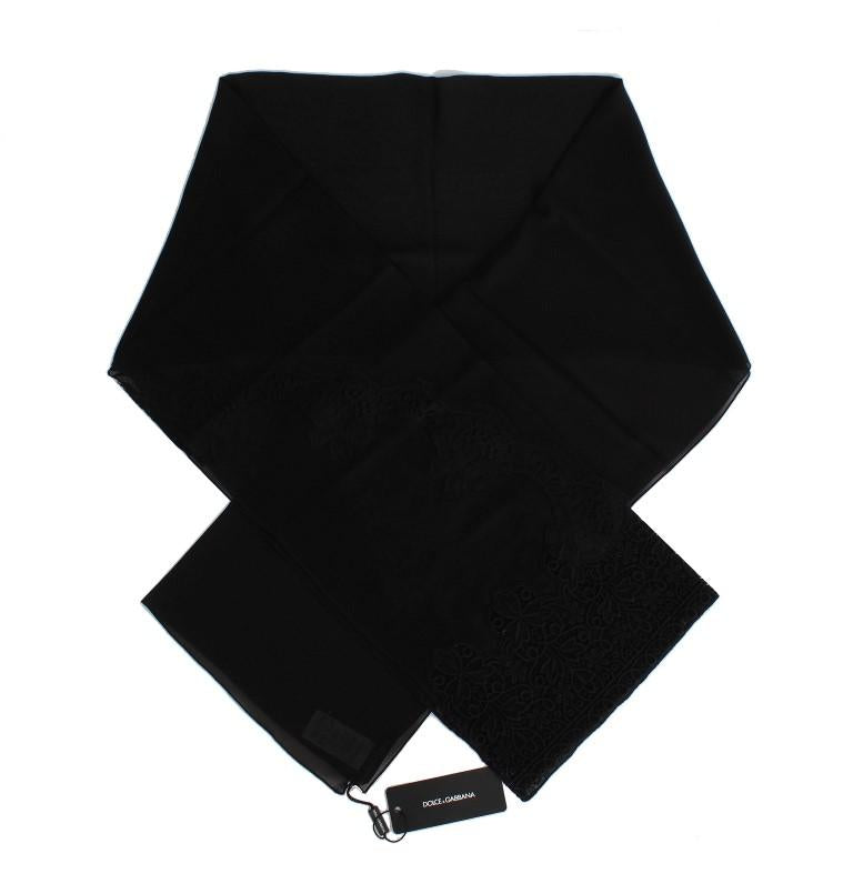 Black Silk Cotton Floral Scarf