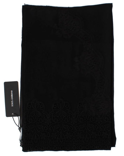 Black Silk Cotton Floral Scarf