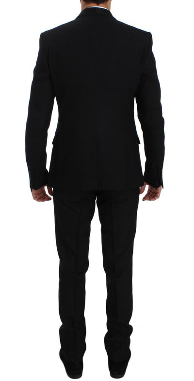 Black Wool Silk Slim Fit 3 Piece Suit