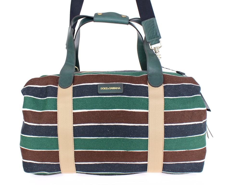 Multicolor striped boston bag
