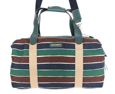 Multicolor striped boston bag
