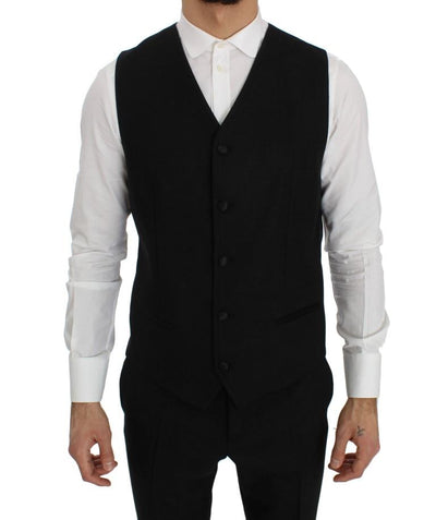 Black Wool Silk Slim Fit 3 Piece Suit