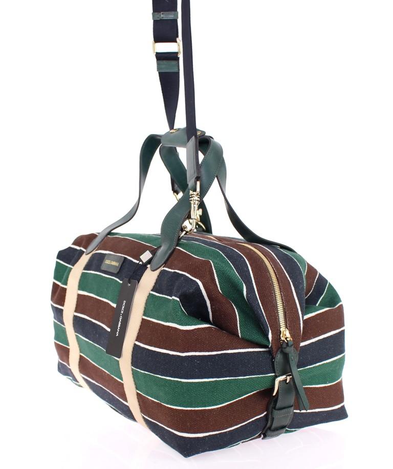 Multicolor striped boston bag