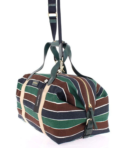 Multicolor striped boston bag